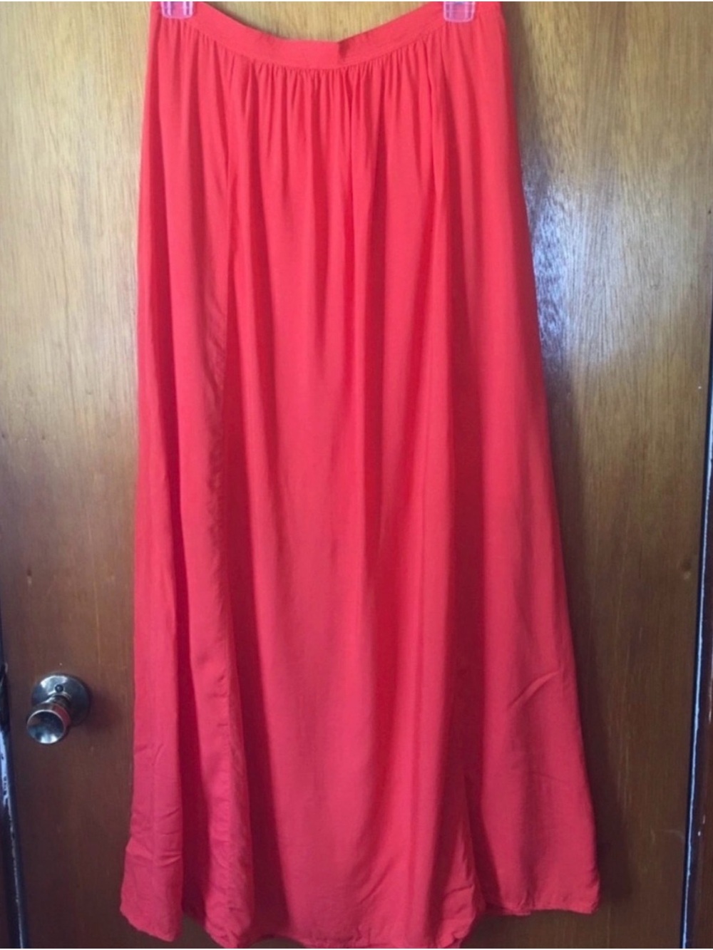 Bright Coral/Orange Women's Maxi Skirt - Classic A-Line